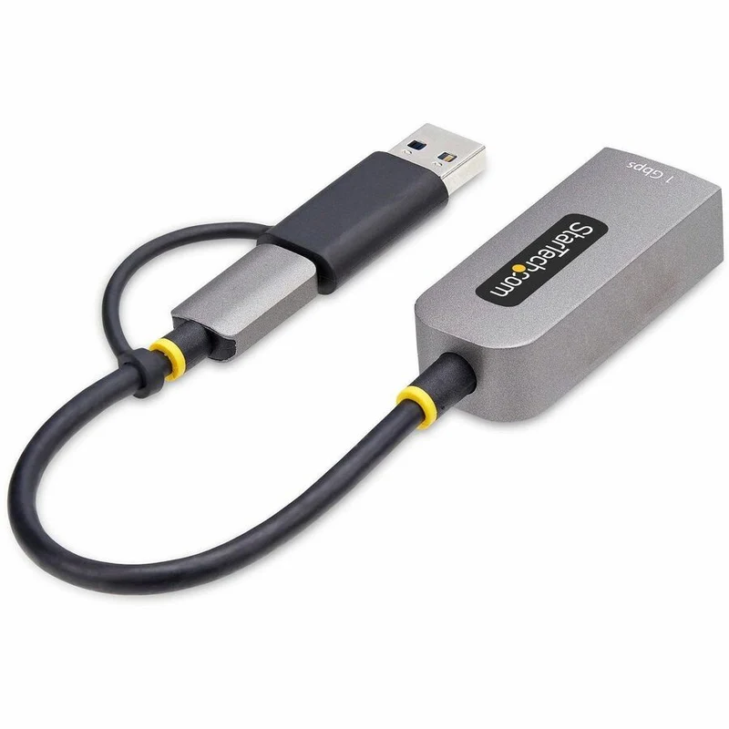 Adaptateur USB-C vers Ethernet StarTech.com avec clé USB-A, 10/100/1000 Mbit/s, adaptateur réseau USB 3.0 vers Gigabit, Windows/Mac/Linux C21GA-USB-ETHERNET