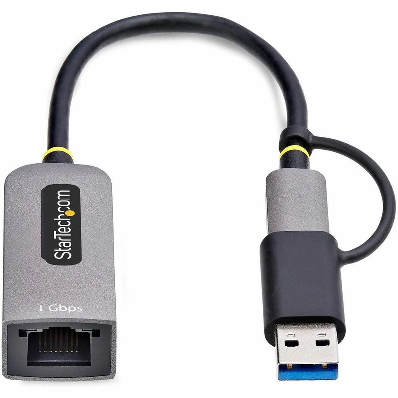 Adaptateur USB-C vers Ethernet StarTech.com avec clé USB-A, 10/100/1000 Mbit/s, adaptateur réseau USB 3.0 vers Gigabit, Windows/Mac/Linux C21GA-USB-ETHERNET