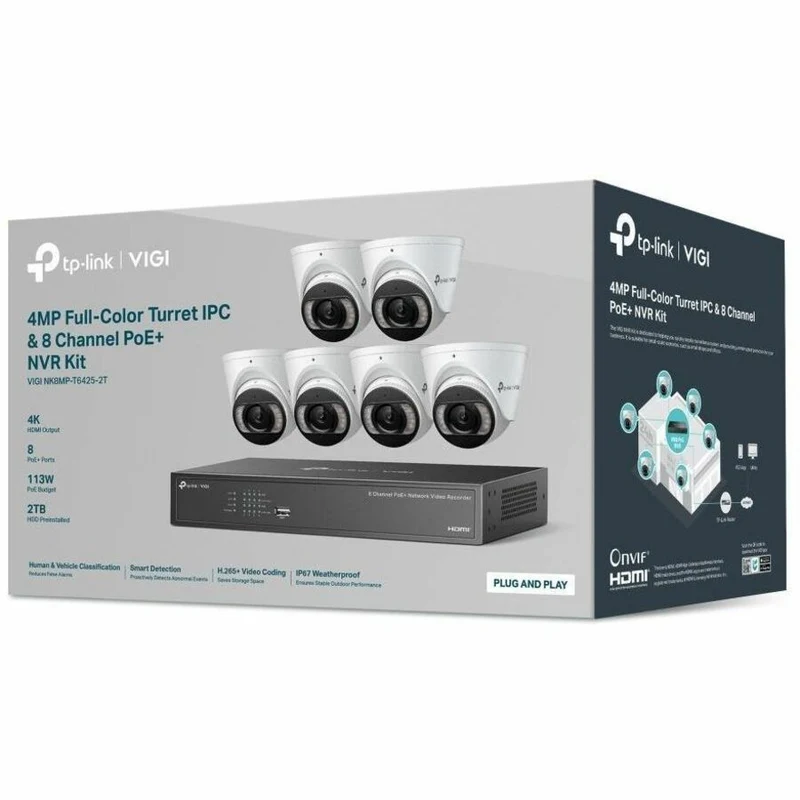 Kit IPC tourelle couleur TP-Link VIGI 4MP et NVR 8 canaux PoE+ - Disque dur 2 To VIGI NK8MP-T6425-2T