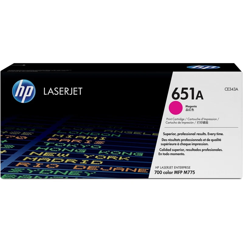Cartouche de toner laser d'origine HP 651A (CE343A) - Paquet unique - Magenta - 1 unité CE343A