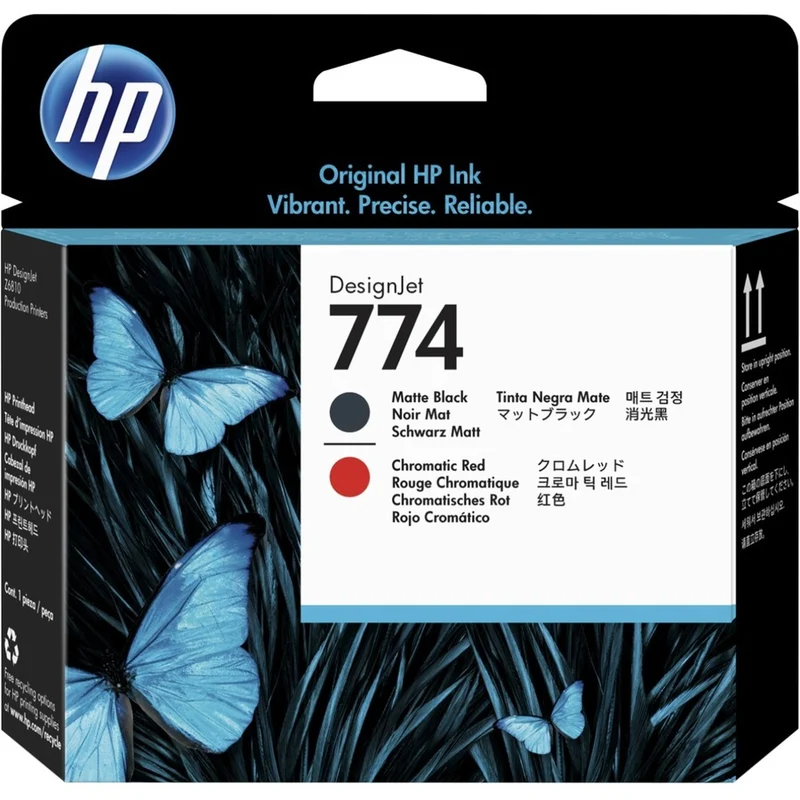 Tête d'impression à jet d'encre d'origine HP 774 - Pack noir mat, rouge chromatique P2V97A