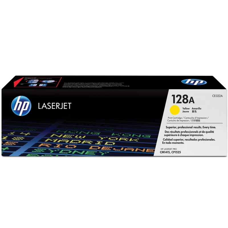 Cartouche de toner laser HP 128A (CE322A) d'origine à rendement standard - Paquet unique - Jaune - 1 unité CE322A
