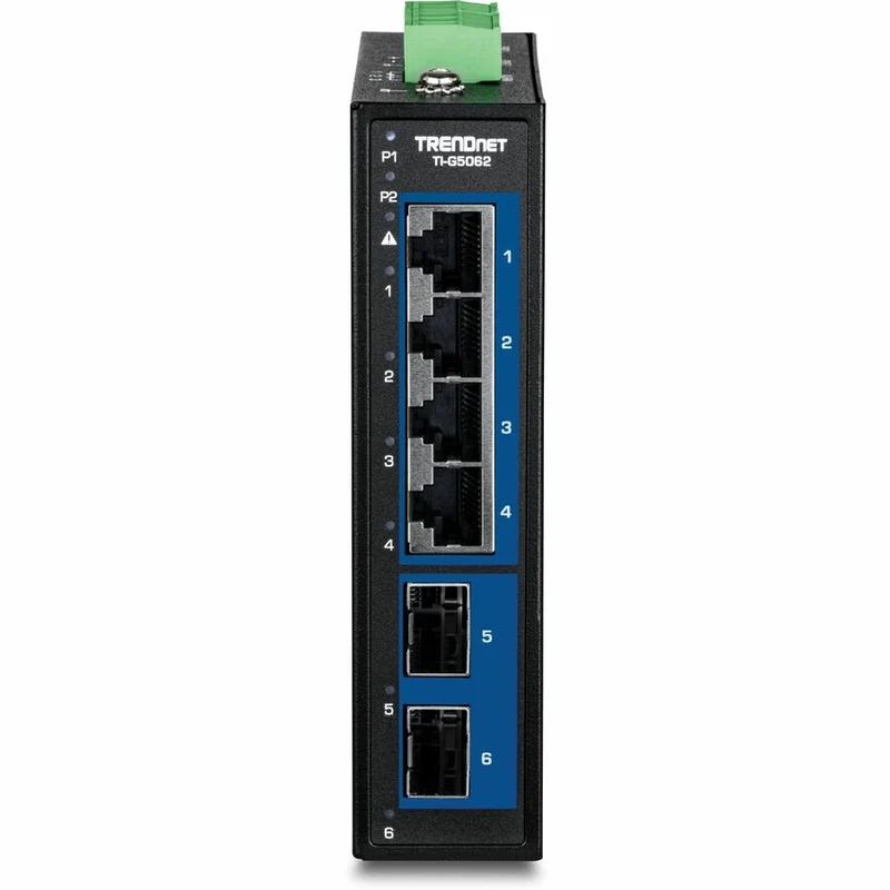 Commutateur industriel à rail DIN 6G à 2.5 ports TRENDnet avec ports SFP+ 10G TI-G5062
