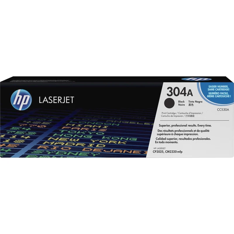 Cartouche de toner laser HP 304A (CC530A) d'origine à rendement standard - Paquet unique - Noir - 1 de chaque CC530A