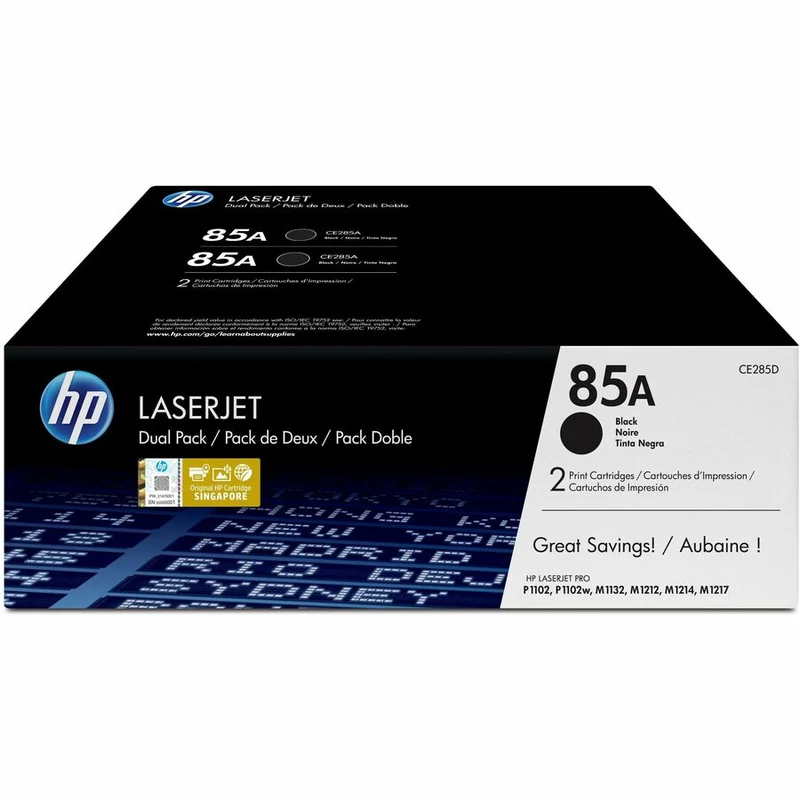 Cartouche de toner laser d'origine HP 85A - Noir - Lot de 2 CE285AD