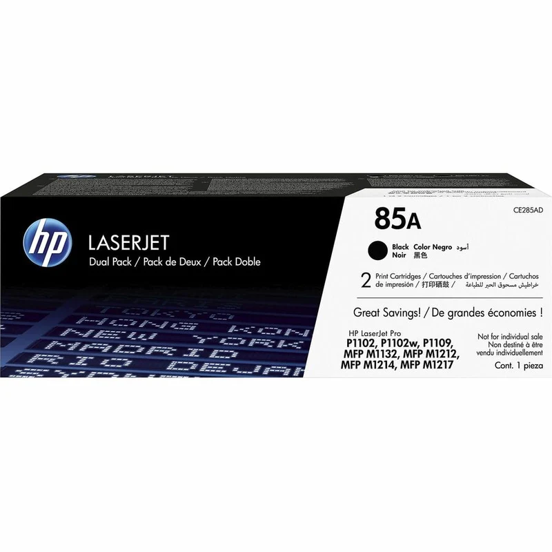 Cartouche de toner laser d'origine HP 85A - Noir - Lot de 2 CE285AD
