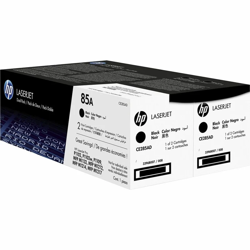 Cartouche de toner laser d'origine HP 85A - Noir - Lot de 2 CE285AD