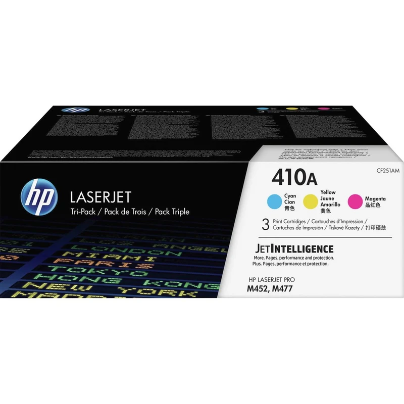 Cartouche de toner laser HP 410A (CF251AM) d'origine à rendement standard - Cyan, Magenta - 3 / Carton CF251AM