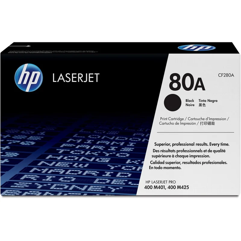 Cartouche de toner laser HP 80A (CF280A) d'origine à rendement standard - Paquet unique - Noir - 1 de chaque CF280A