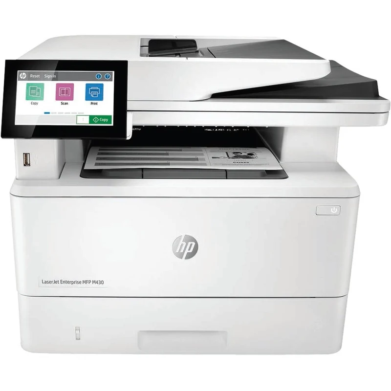 Imprimante multifonction laser HP LaserJet M430f-Monochrome-Copieur/Fax/Scanner-42 ppm Impression monochrome-1200x1200 Impression-Impression recto verso automatique-100000 pages mensuellement-350 feuilles Entrée-Scanner couleur-600 Scan optique-Fax monochrome-Gigabit Ethernet 3PZ55A#BGJ