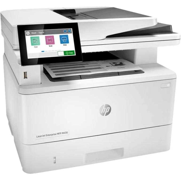 Imprimante multifonction laser HP LaserJet M430f-Monochrome-Copieur/Fax/Scanner-42 ppm Impression monochrome-1200x1200 Impression-Impression recto verso automatique-100000 pages mensuellement-350 feuilles Entrée-Scanner couleur-600 Scan optique-Fax monochrome-Gigabit Ethernet 3PZ55A#BGJ