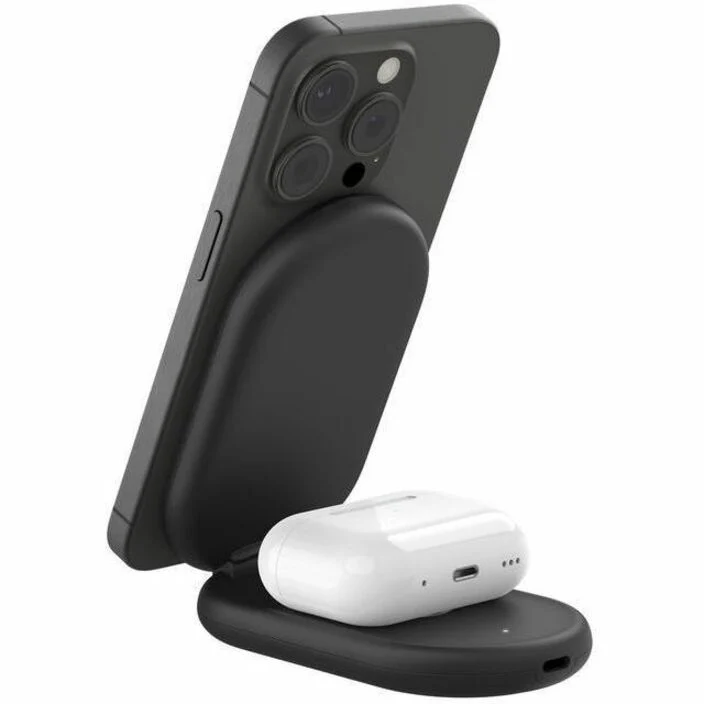Chargeur sans fil pliable magnétique 2-en-1 Belkin BoostCharge avec Qi2 15 W WIZ028TTBK