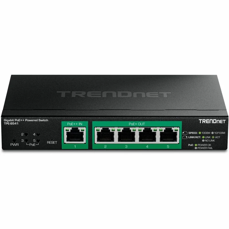 Commutateur géré Gigabit PoE++ à 5 ports TRENDnet avec relais PoE TPE-B541