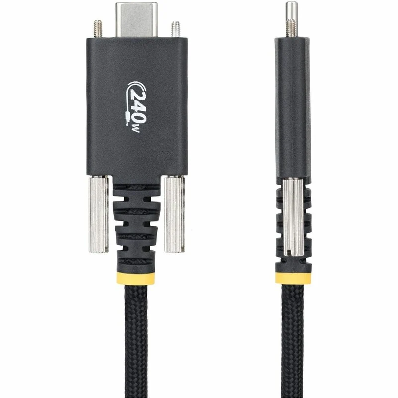 Câble de charge USB-C StarTech.com de 10 m (3 pi), verrouillage par vis latérale, PD EPR 240 W (5 A), gaine en silicone avec tresse, cordon USB 2.0 robuste, USB-IF S2CEPR3M-USBSL-CABLE