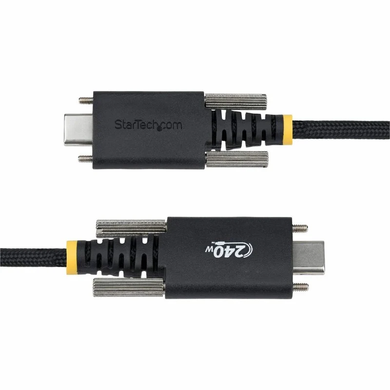 Câble de charge USB-C StarTech.com de 10 m (3 pi), verrouillage par vis latérale, PD EPR 240 W (5 A), gaine en silicone avec tresse, cordon USB 2.0 robuste, USB-IF S2CEPR3M-USBSL-CABLE