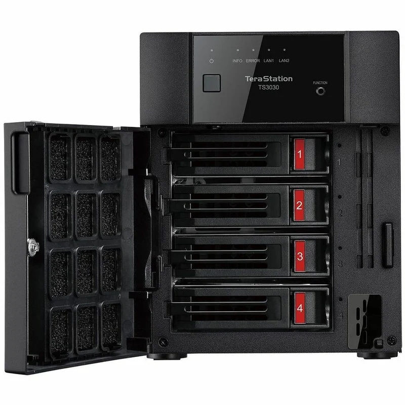 NAS de bureau BUFFALO TeraStation 3430DN à 4 baies, disque dur 8 To (4 x 2 To) inclus, iSCSI 2.5 GBE, conforme TAA TS3430DN0804