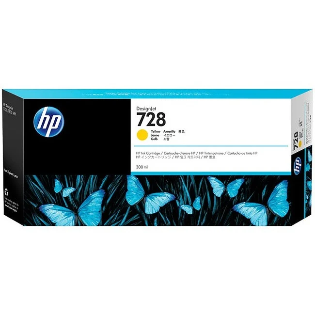 Cartouche d'encre jet d'encre HP 728 d'origine à très haut rendement - Pack jaune F9K15A