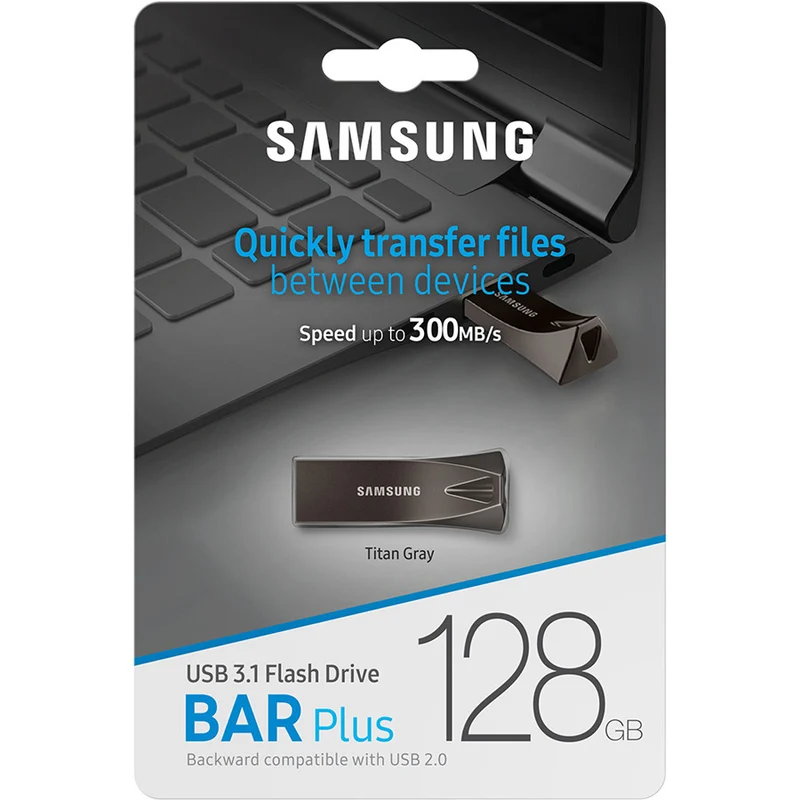 Samsung Clé USB 3.1 Bar Plus 128 Go Gris Titane MUF-128BE4/AM