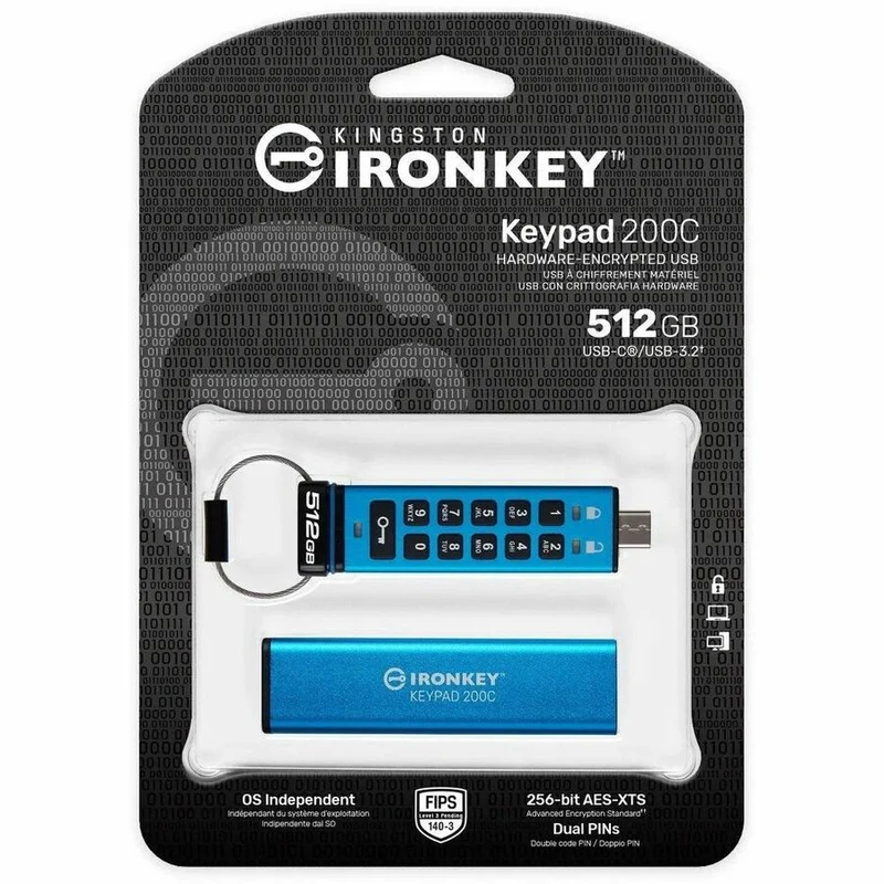 Clé USB 200 (Gen 512) Type C IronKey Keypad 3.2 1 Go IKKP200C/512 Go