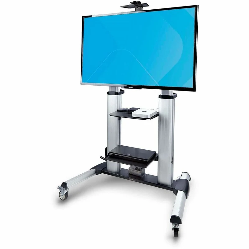 StarTech.com Support TV sur roulettes pour écrans plats de 60 à 100 pouces et 220 lb, support mobile à hauteur réglable pour chariot/support portable 1110C-MOBILE-TV-CART