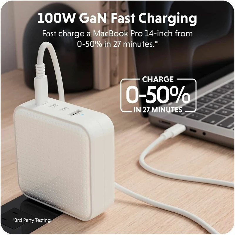 Chargeur de voyage USB-C GaN Hyper HyperJuice 100 W avec 4 ports HJ1002WHWWGL