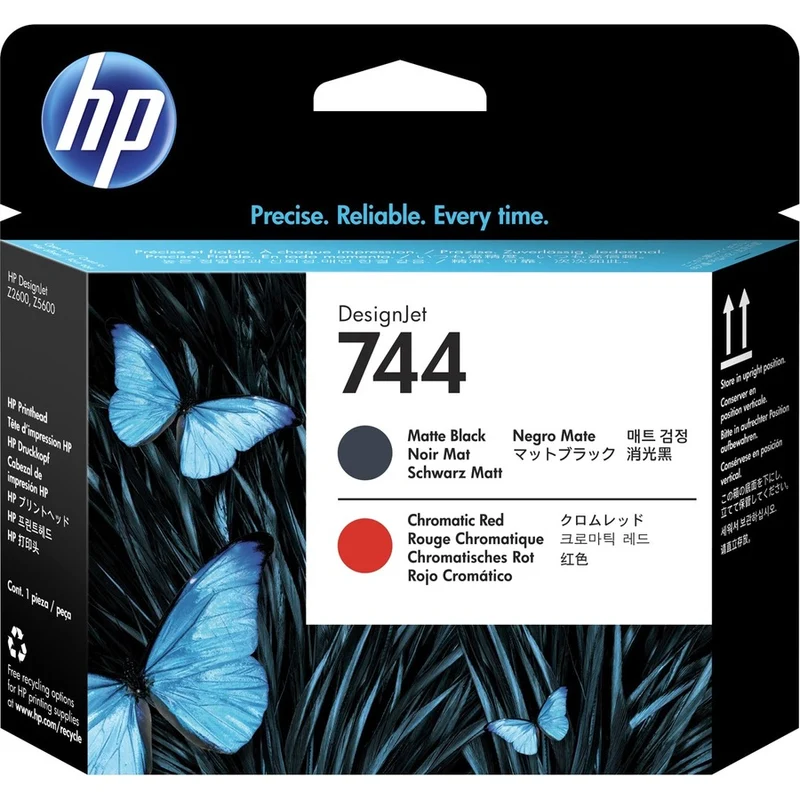 Tête d'impression à jet d'encre d'origine HP 744 - Noir mat, rouge chromatique - 1 paquet F9J88A