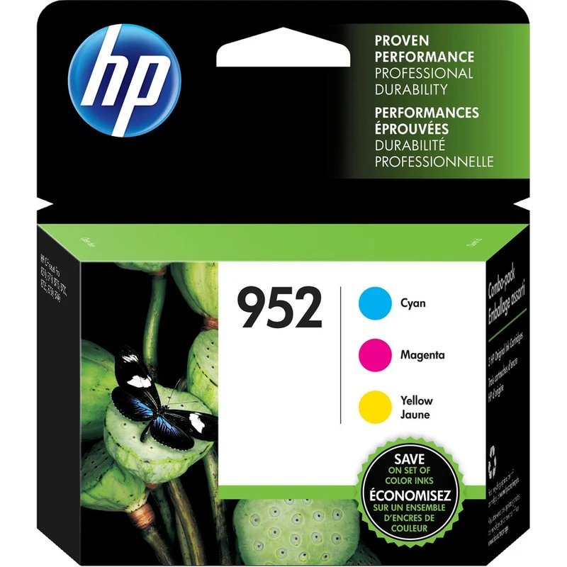 Cartouche d'encre jet d'encre HP 952 d'origine à rendement standard - Blister - Cyan, jaune, magenta - 3/paquet N9K27AN#140