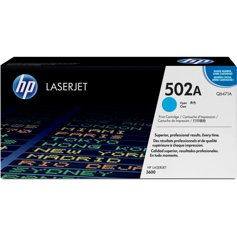 Cartouche de toner laser d'origine HP 502A (Q6471A) - Paquet unique - Cyan - 1 unité Q6471A