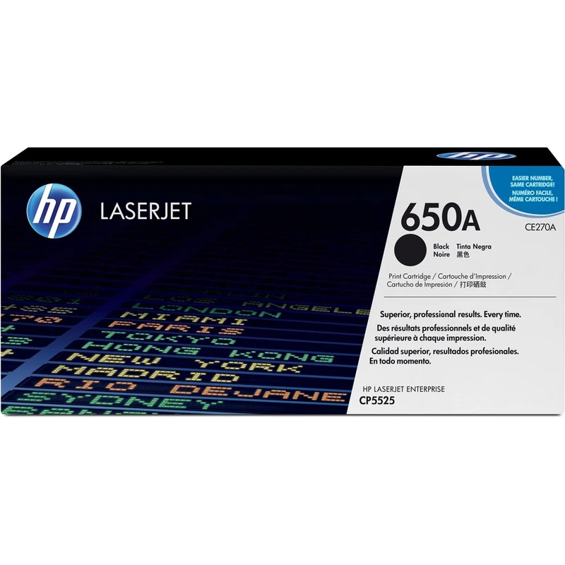 Cartouche de toner laser d'origine HP 650A (CE270A) - Paquet unique - Noir - 1 de chaque CE270A