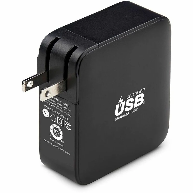 Chargeur mural USB-C 140 W StarTech.com, certifié USB-IF, adaptateur secteur de charge portable GaN PD 3.1, câble USB-C vers USB-C de 6 m 1.8GCN-WALL-CHARGER