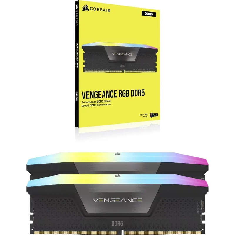 Kit de mémoire Corsair Vengeance RGB 32 Go (2 x 16 Go) DDR5 DRAM 6400 36 MHz C32 - Noir CMH5GX2M6400B36CXNUMX