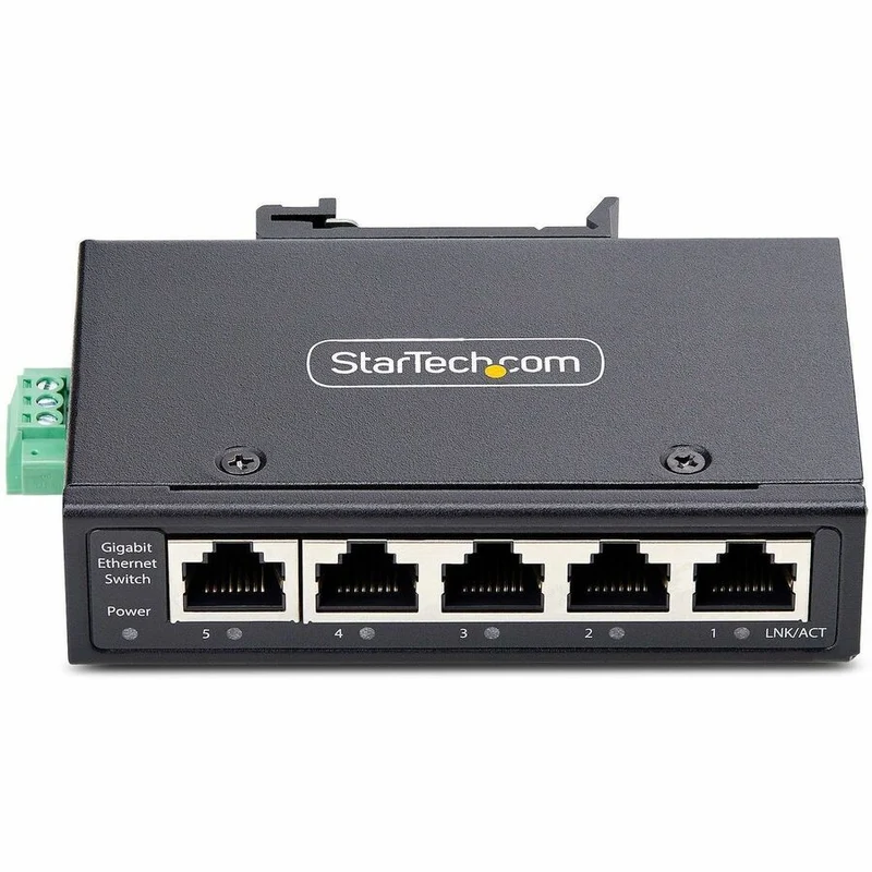StarTech.com Commutateur réseau industriel non géré à 5 ports, Ethernet 10/100/1000, montage sur rail DIN/mural, indice de protection IP30, -40 °C à 167 °C, 9 à 60 V CC, TAA I51G-ETHERNET-SWITCH