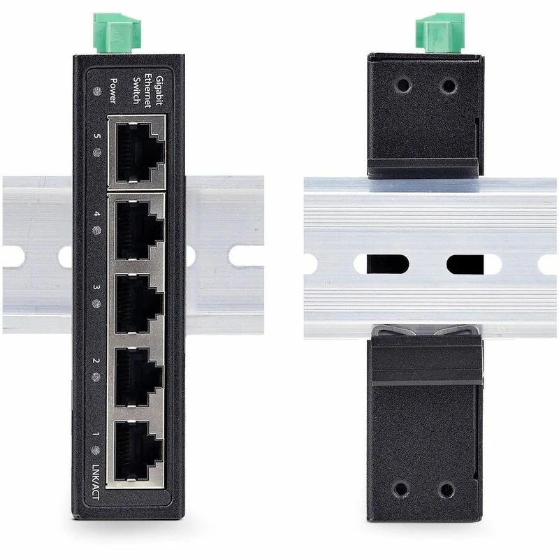StarTech.com Commutateur réseau industriel non géré à 5 ports, Ethernet 10/100/1000, montage sur rail DIN/mural, indice de protection IP30, -40 °C à 167 °C, 9 à 60 V CC, TAA I51G-ETHERNET-SWITCH
