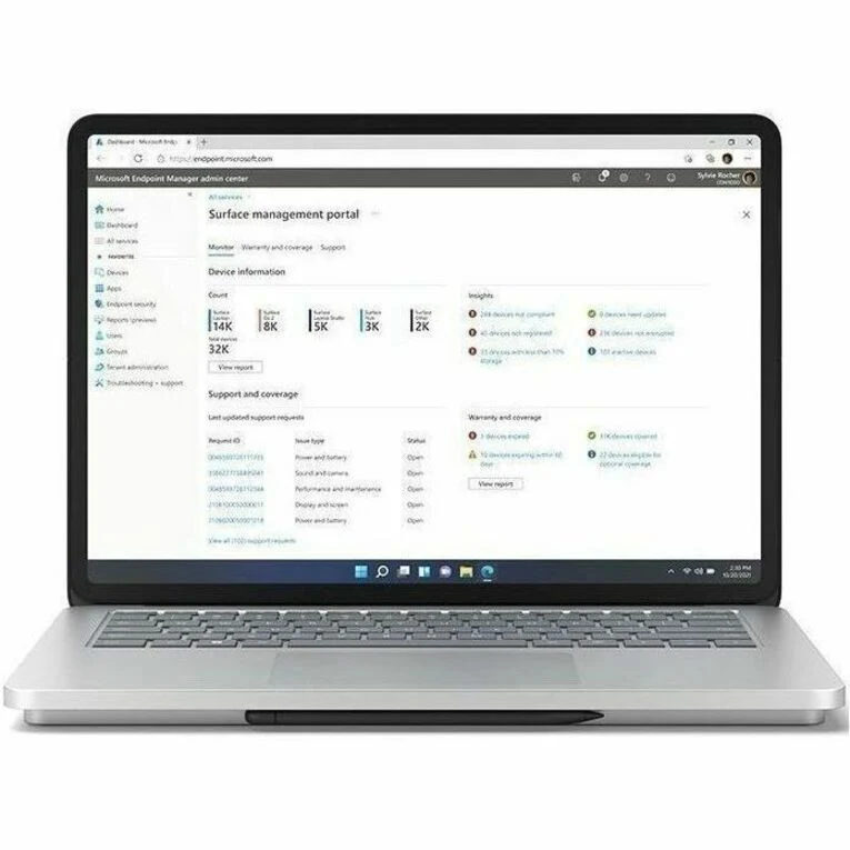 Microsoft Surface Laptop Studio 2 14.4" Écran tactile convertible (curseur flottant) Ordinateur portable 2 en 1 - Intel Core i7 - 64 Go - SSD 1 To - Clavier anglais, français - Platinum Z2F-00002