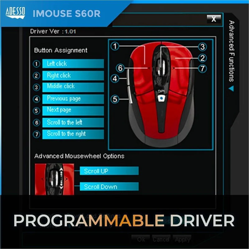 Adesso iMouse S60R - Souris nano programmable sans fil 2.4 GHz IMOUSES60R