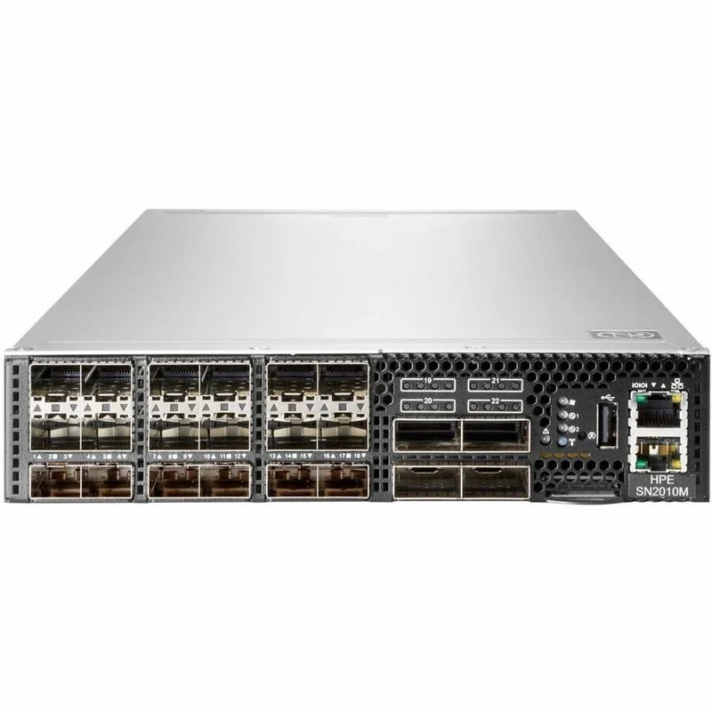 Commutateur demi-largeur HPE 25GbE 18SFP28 4QSFP28 alimentation vers connecteur flux d'air SN2010M avec NVIDIA Cumulus S2T75A