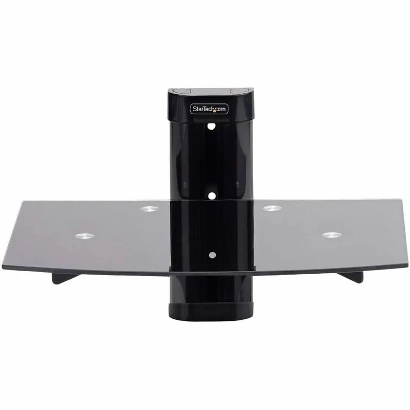 StarTech.com Étagère murale flottante AV, étagère réglable en hauteur pour équipement audiovisuel sous téléviseur, étagère en verre trempé noir 1B-WALL-MOUNT-SHELF