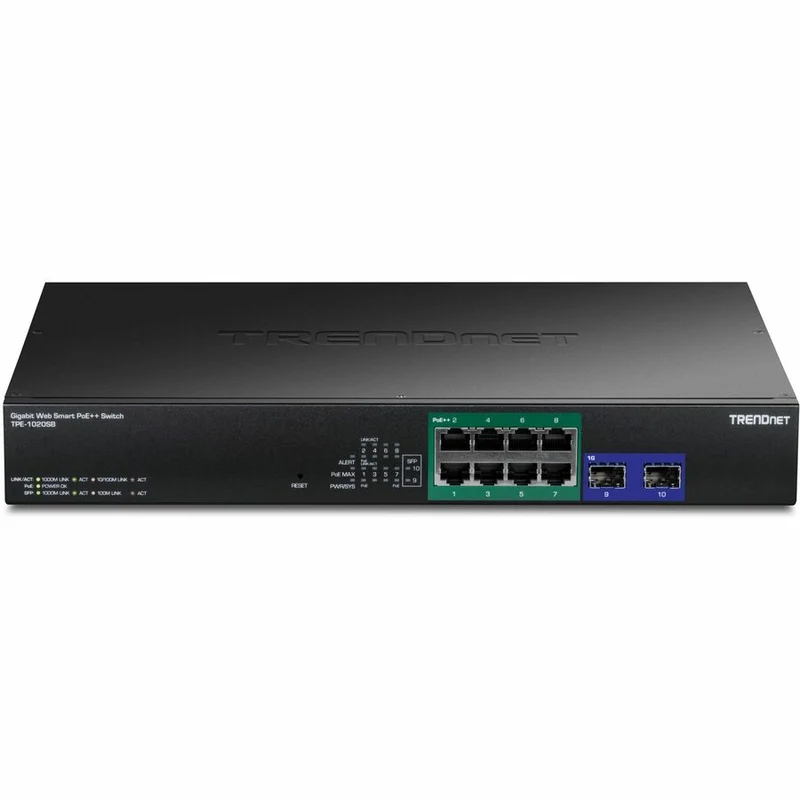 Commutateur Web Smart PoE++ Gigabit 10 ports TRENDnet TPE-1020SB